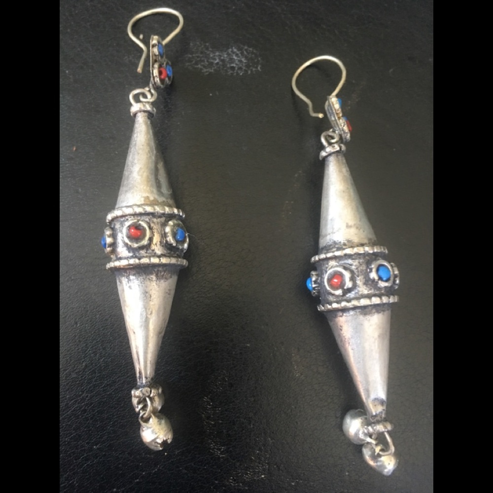 🌹HISTORIC VINTAGE HMONG STONE ENCRUSTED EARRINGS